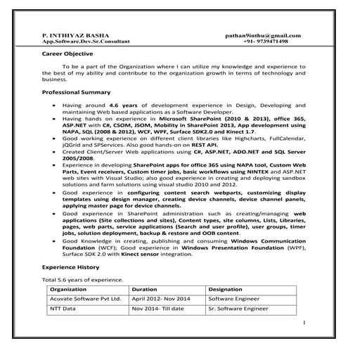 Inthiyaz-4.6Years-SharePoint