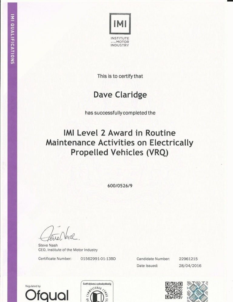 IMI Electric & Hybrid Vehicle Level 2
