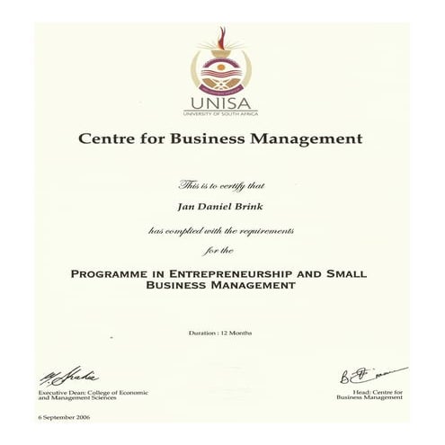Business Management Certificate