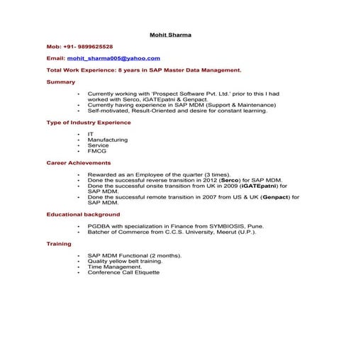 Mohit Sharma_SAP MDM - Support & Operations