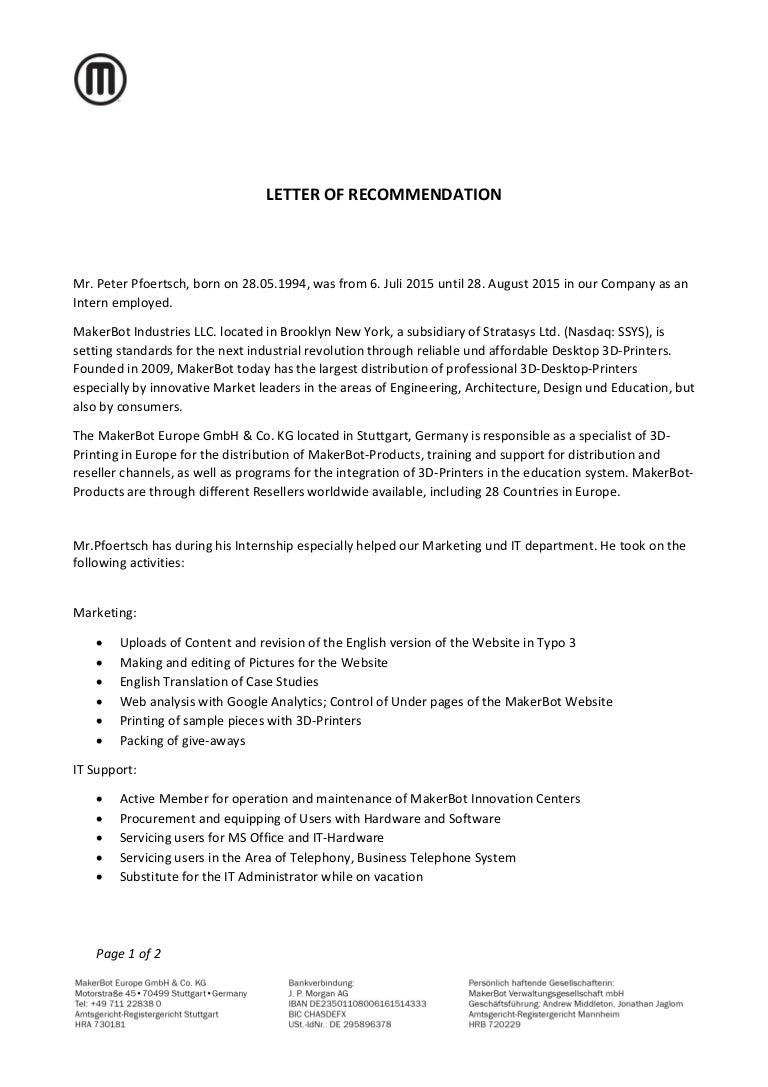 makerbot internship certificate translated typo in letter of recommendation
