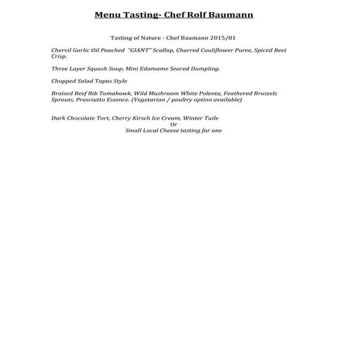 Tasting menu Friday night 2015