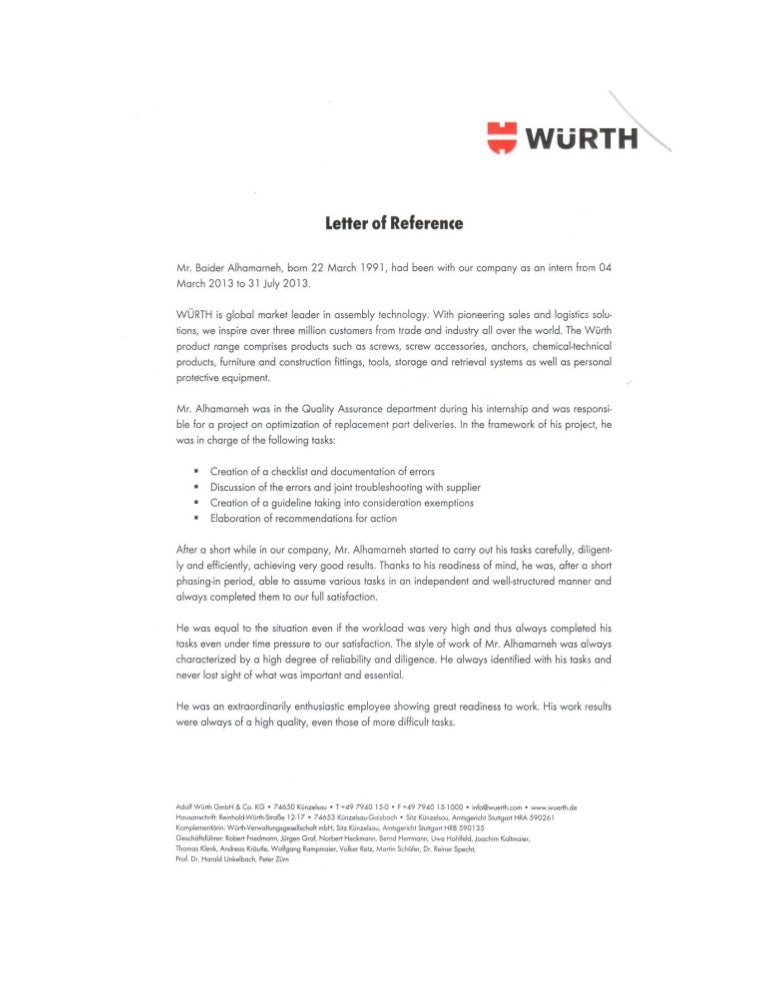 wuerth recommendation letter english letter of recommendation storage