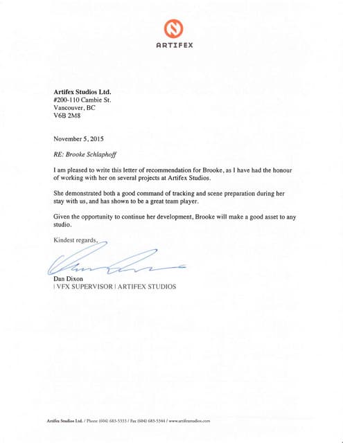 Real estate broker recommendation letter