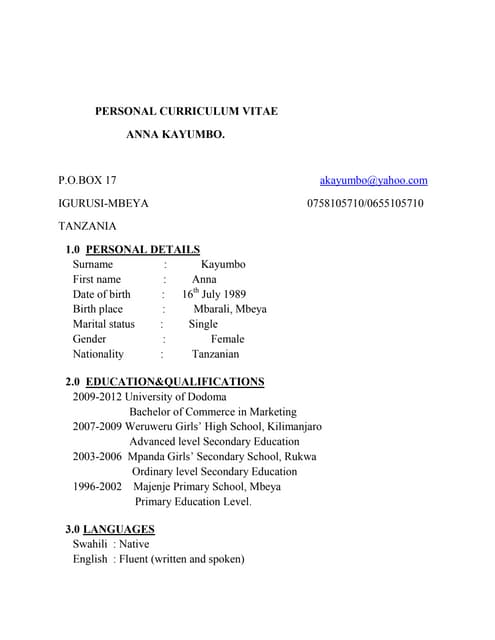 Anna Kayumbo presentations