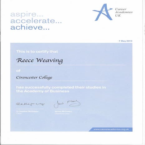 Career Academy of Business Award