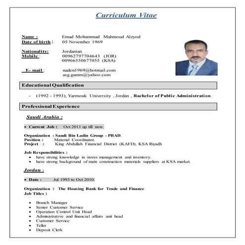 Curriculum Vitae cv emad
