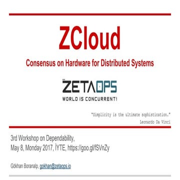 ZCloud Consensus on Hardware for Distributed Systems