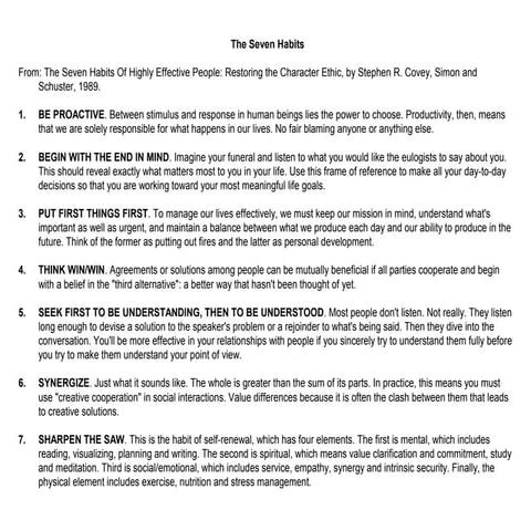 7 habits from stephen covey | PPT