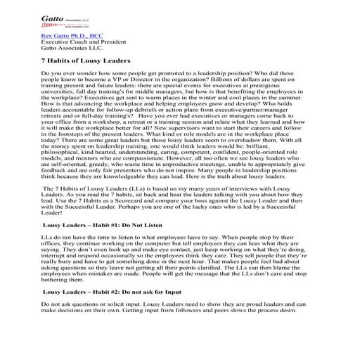 7 Habits of Lousy Leaders