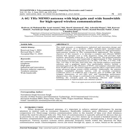 A 6G THz MIMO antenna with high gain and wide bandwidth for high-speed wirele...