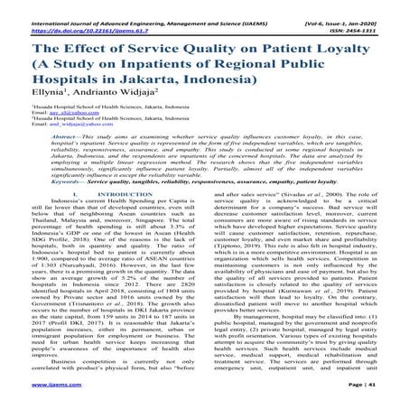 Private Hospitals’ Service Quality Dimensions: The impact of Service ...
