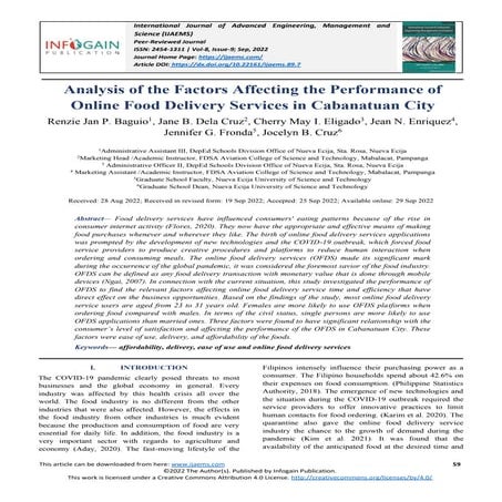 Analysis of the Factors Affecting the Performance of Online Food ...