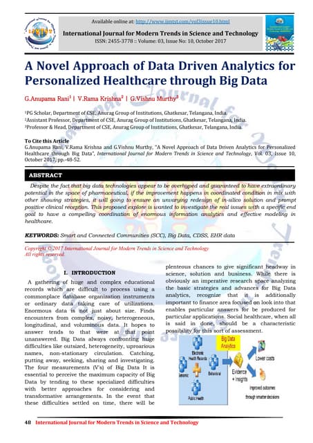 A Novel Approach of Data Driven Analytics for Personalized Healthcare through...