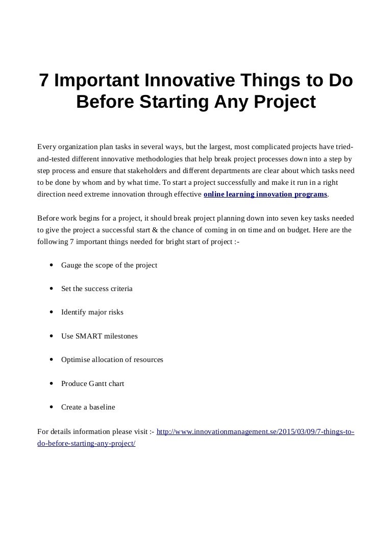 7 important innovative things to do before starting any project