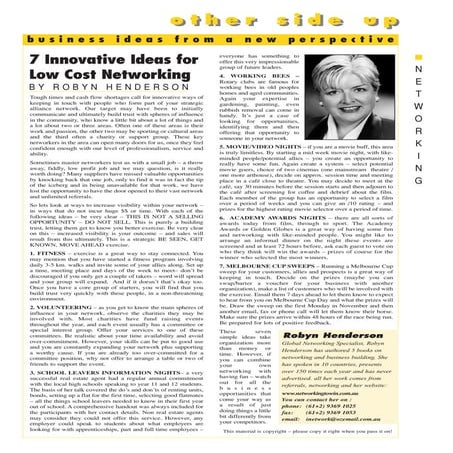 7 Innovative Ideas For Low Cost Networikng