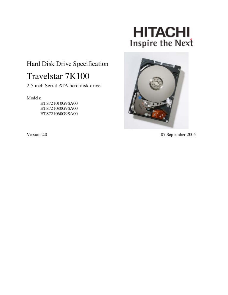 hard disk drive specification travelstar 7k100