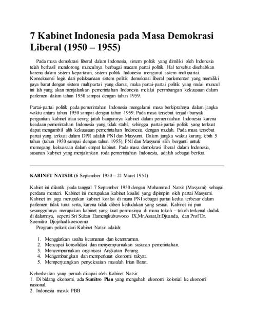 PPT SEJARAH INDONESIA - Perkembangan Politik Masa Demokrasi Liberal | PPTX