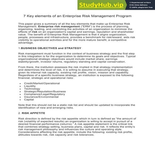 7 Key Elements Of An Enterprise Risk Management Program