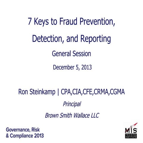 7 Keys to Fraud Prevention, Detection and Reporting