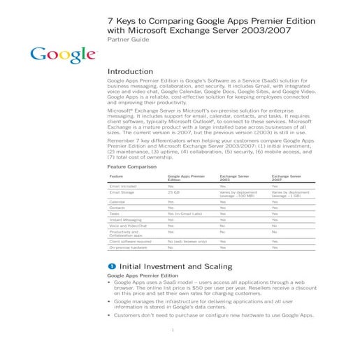 7 Keyto Comparing Google Appsand Microsoft Exchange