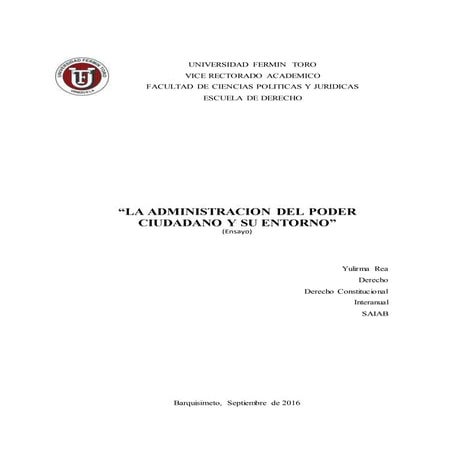 El poder ciudadano y sus alcances. yulirma rea