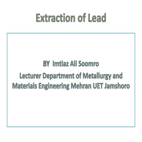 Extraction of Lead