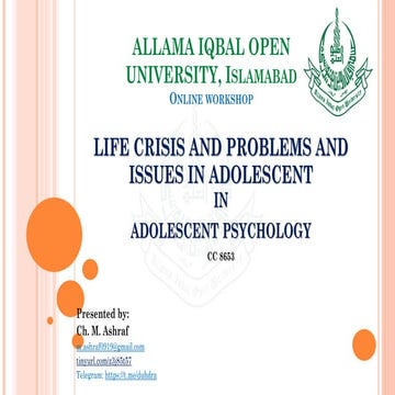 Unit-7 Life Crisis and Problems and Issues in Adolescent