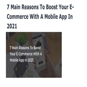 7 main reasons to boost your e commerce with a mobile app in 2021