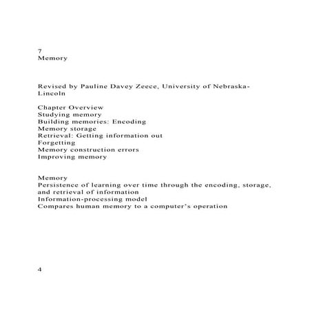 7MemoryRevised by Pauline Davey Zeece, University of N.docx