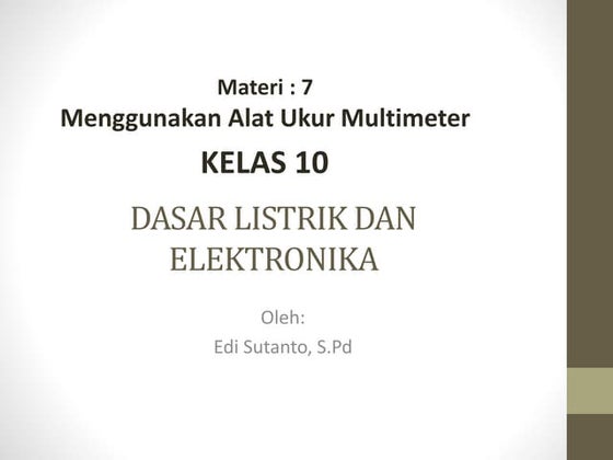 Dasar dasar Multimeter Analog dan Digital | PPTX