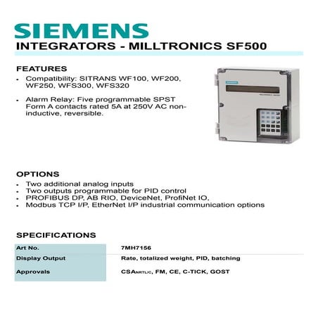 7MH7156 SIEMENS MILLTRONICS SF500 INTEGRATORS