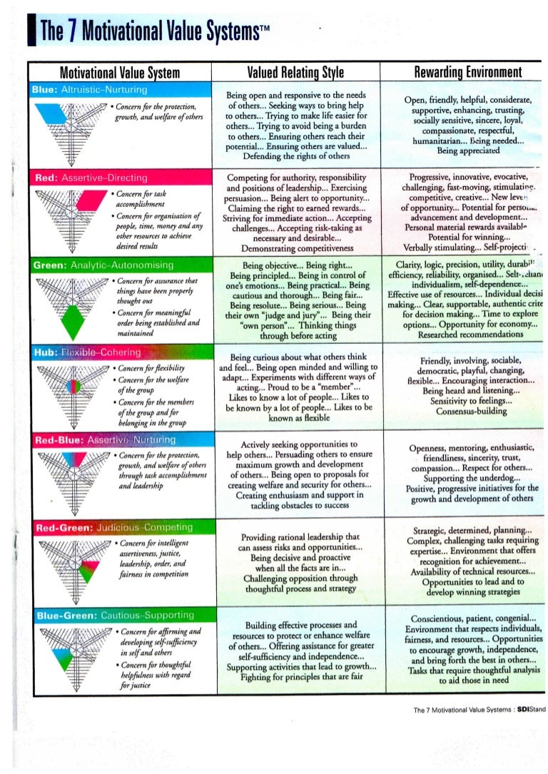 7 Motivational Values System
