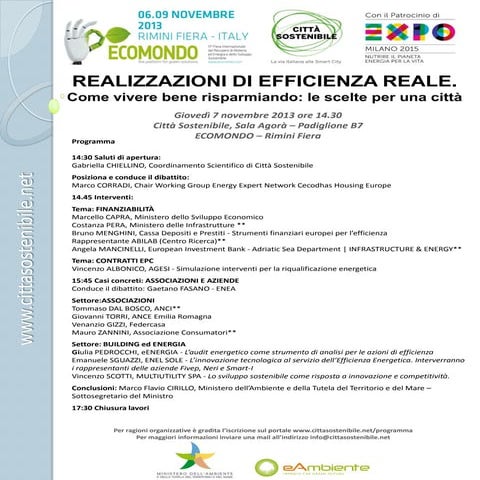 Realizzazioni di efficienza reale. Come vivere bene risparmiando: le scelte per una città