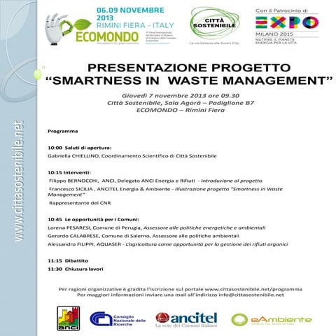 Presentazione del progetto: “SMARTNESS IN WASTE MANAGEMENT” 
