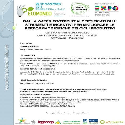 Dalla water footprint ai certificati blu: strumenti e incentivi per migliorare le performace idriche dei cicli produttivi