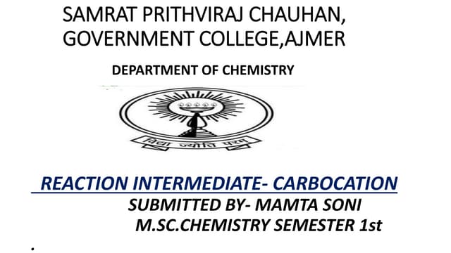 Reaction Intermediate-Carbocation