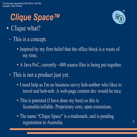Owen Thomas - Introducing Clique Space
