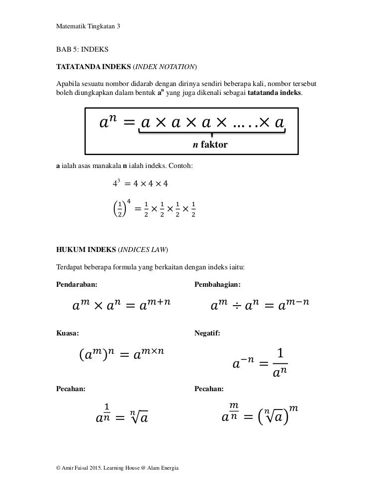 Bab 5 indeks form 3