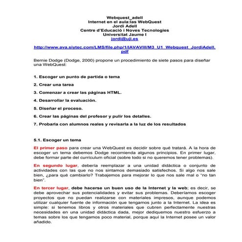 7 pasos para web quest de bernie dodge