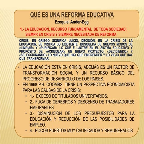 qué es una reforma educativa