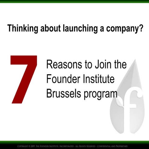7 reasons to join the Founder Institute Brussels program