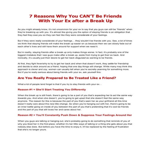 Should You Stay Friends with Your Ex? - Conclusion