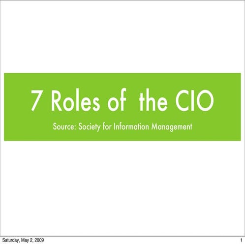 7 Roles of the Highly Effective CIO