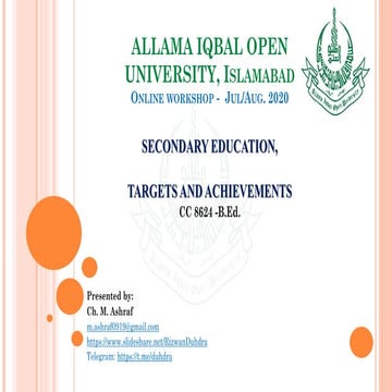 Secondary Education - Targets and Achievements in Pakistan