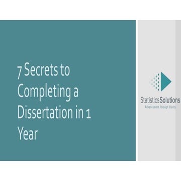 7 Secrets to Completing your Dissertation in One Year