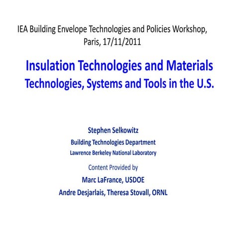 Insulation Technologies and Materials: Technologies, Systems and Tools in the...