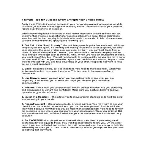 7 simple tips for success every entrepreneur should know