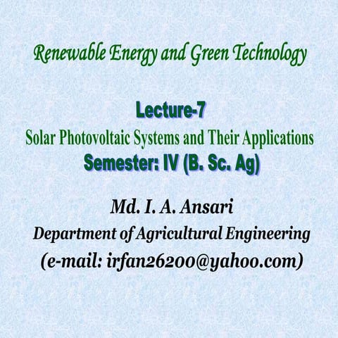 7 solar photovoltaic systems and their application