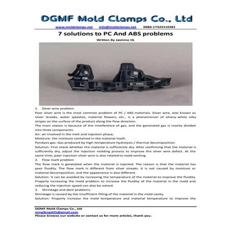 7 solutions to PC and ABS  problems -dgmf mold clamps co., ltd